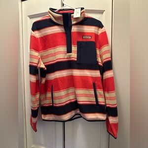 NWT VINEYARD VINES FLEECE 1/4 ZIP SIZE M KELLY STRIPE NAVY FASHION KNITS MEDIUM